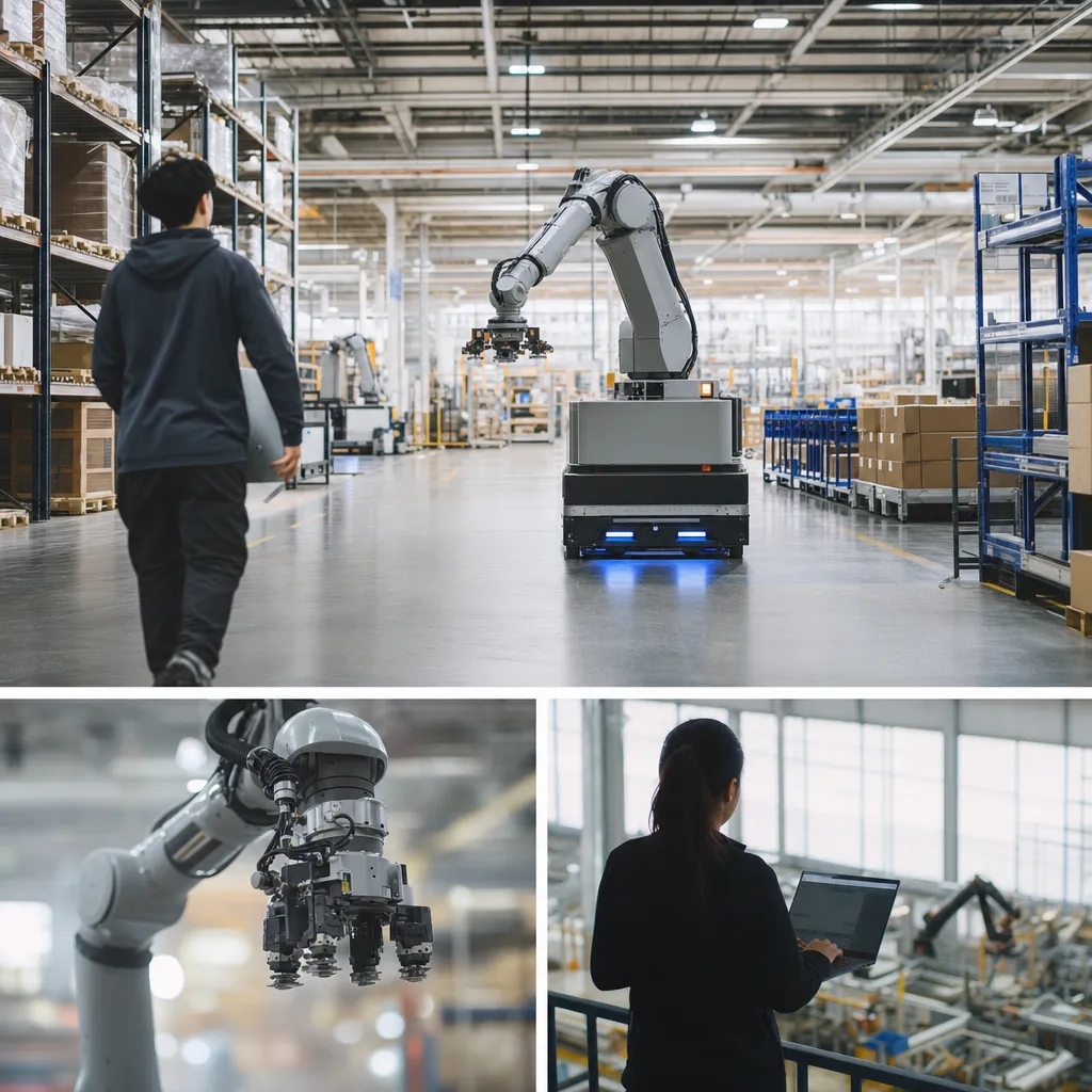 A factory featuring warehouse, robots, related to Bedrock Robotics Raises $600M at $4.1B Valuation as Autonomo