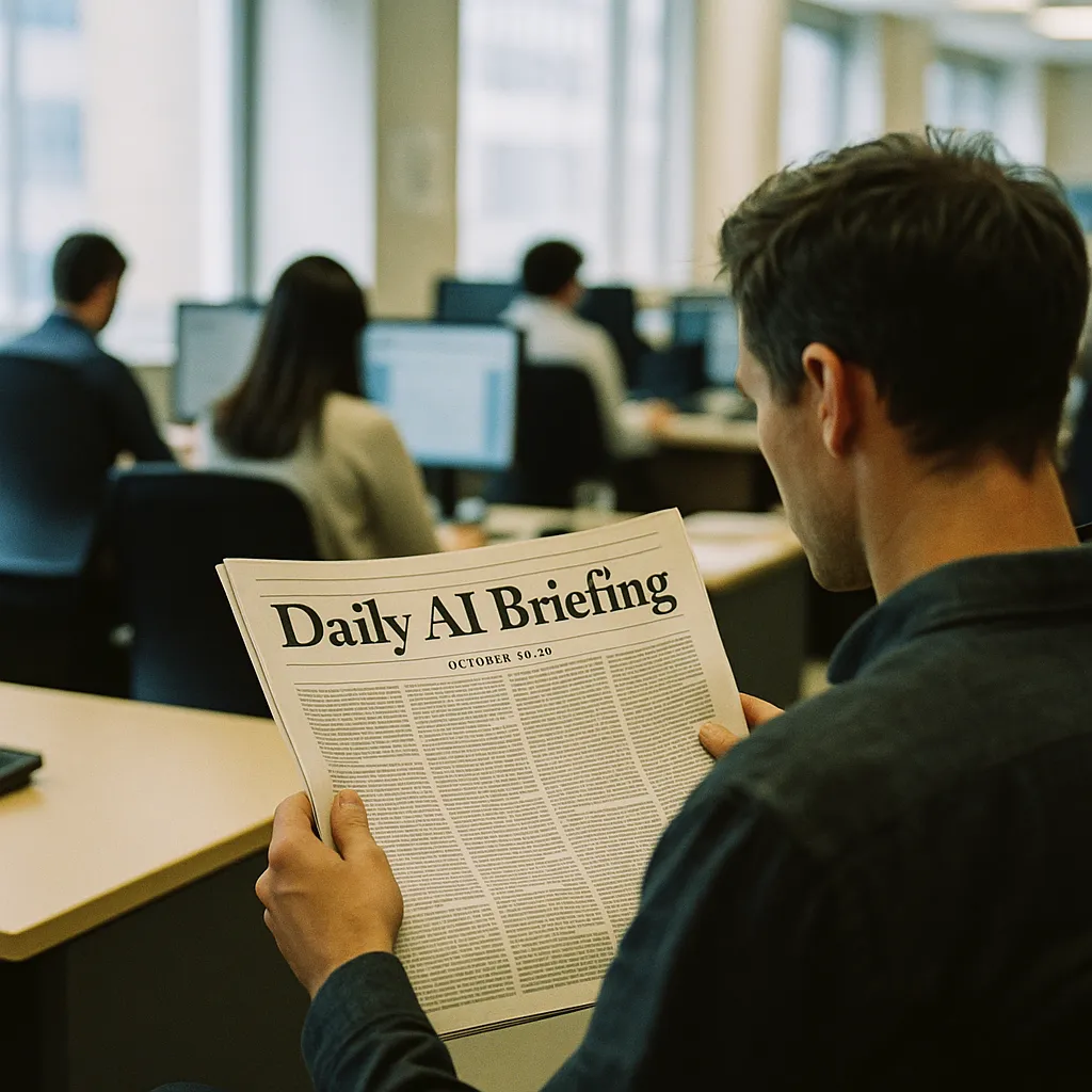 A newsroom featuring Textbook, related to Daily AI Briefing — 2026-10-08
