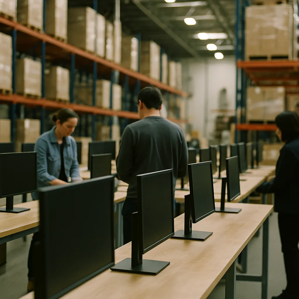 A warehouse featuring monitors, warehouse, related to California Bans AI-Only Firing Decisions Under New No Robo B
