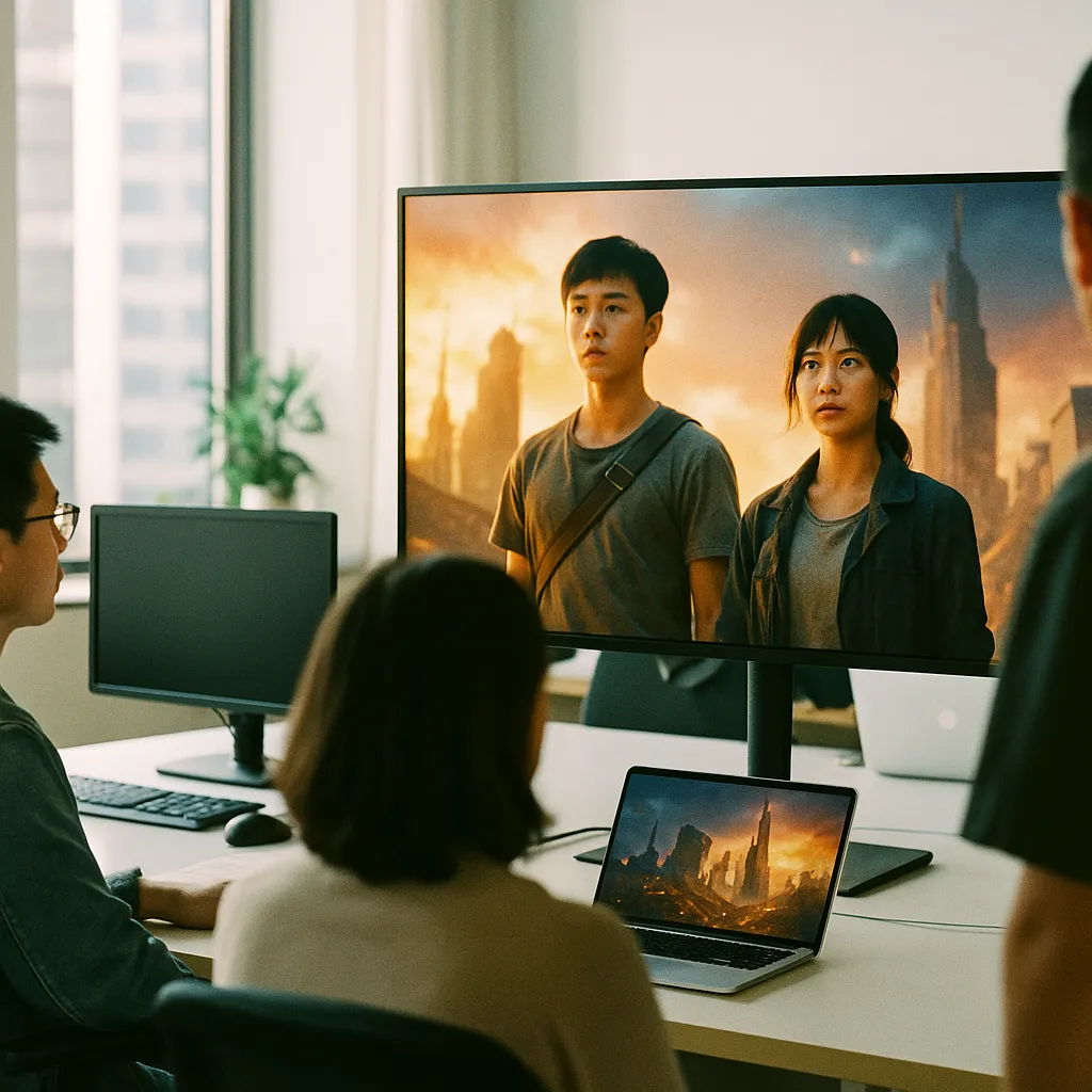 A office featuring screen, related to China's First Fully AI-Produced Theatrical Film Sets October