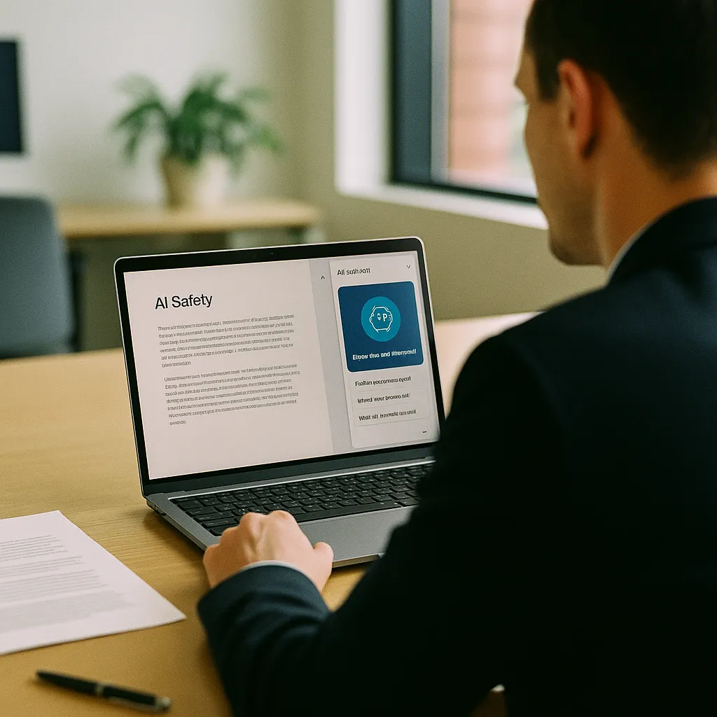 A Office featuring document, interface, related to an AI safety company Opens an AI assistant Sidebar Inside a 