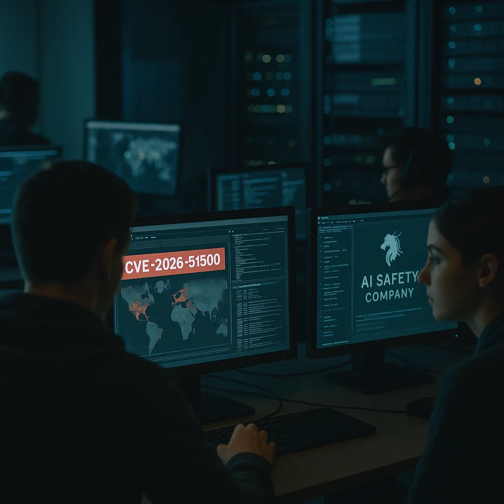 A cybersecurity operations center featuring Server, server, related to CVE-2026-61500: an AI safety company Mythos-Found Flaw in Re