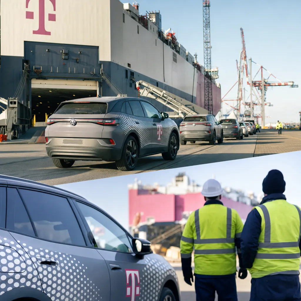 A port featuring vehicle, vehicles, related to Deutsche Telekom and Volkswagen Wrap Up Two-Year AI Autonomo
