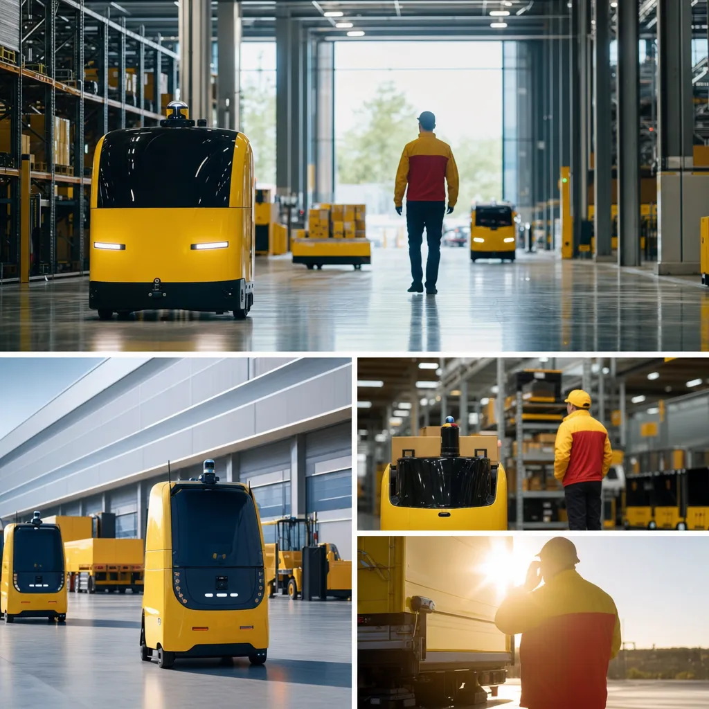 A warehouse featuring Vehicles, vehicles, related to DHL Moves AI Autonomous Vehicles from Pilot to Full Daily Op