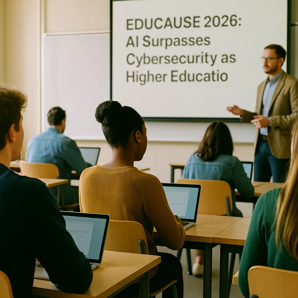 A university classroom related to EDUCAUSE 2026: AI Surpasses Cybersecurity as Higher Educatio