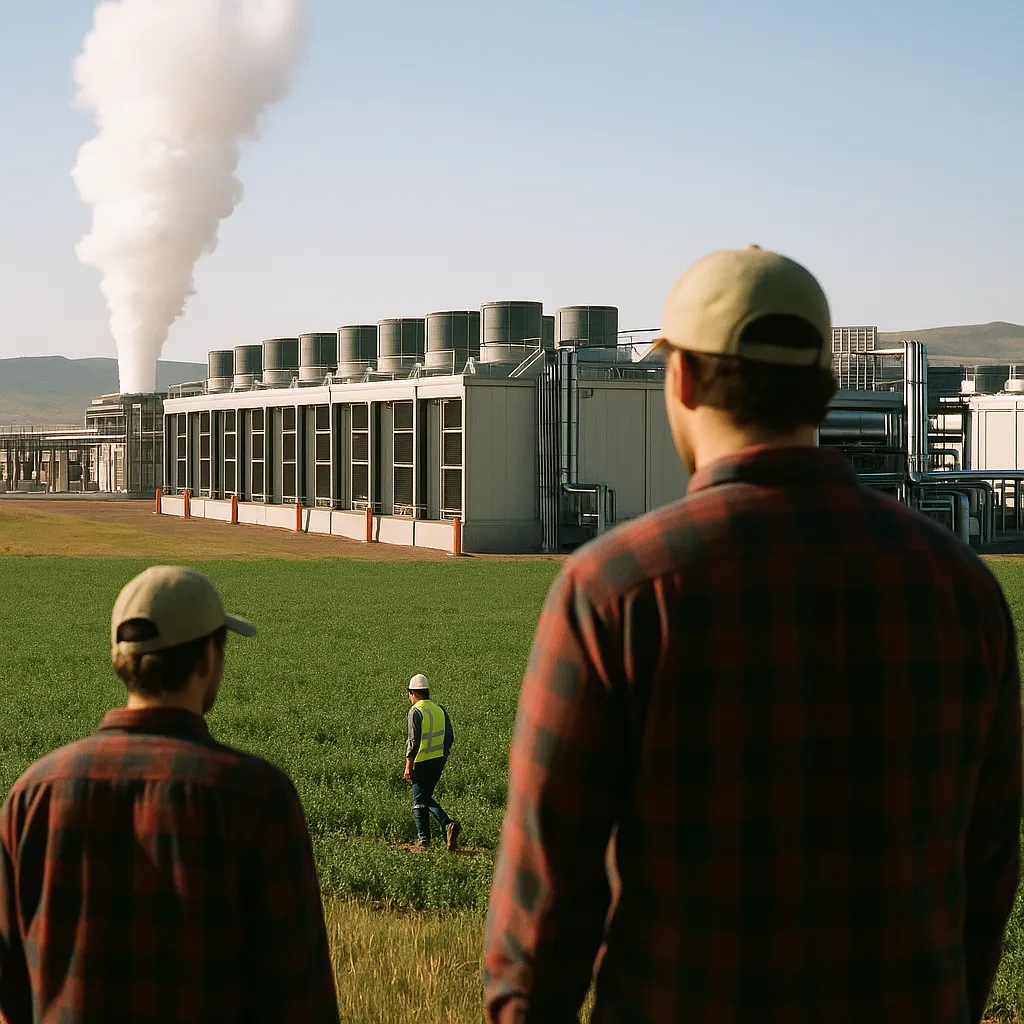 A farm featuring data centers, data center, related to Fervo Energy's 100 MW Cape Station Geothermal Project Connec