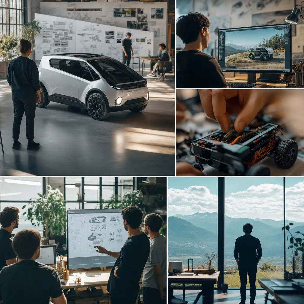A creative studio featuring vehicle, related to Genie 4, a Real-Time Interactive World Model With Native Aud