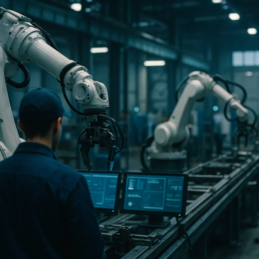 A factory featuring robots, related to Hitachi Joins an AI safety company Critical Infrastructure D