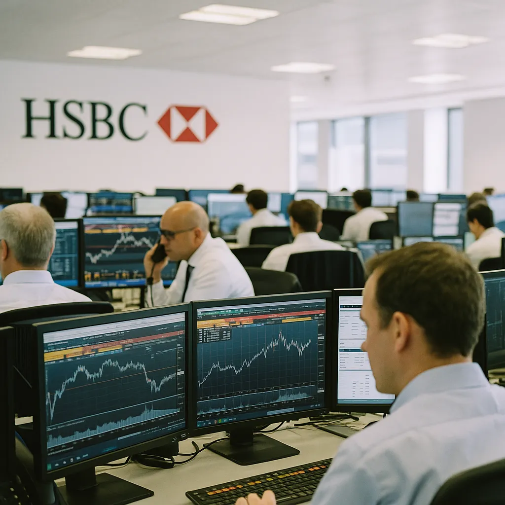A financial trading floor related to HSBC to Cut 70% of UK Wealth Management Advisers as AI Takes