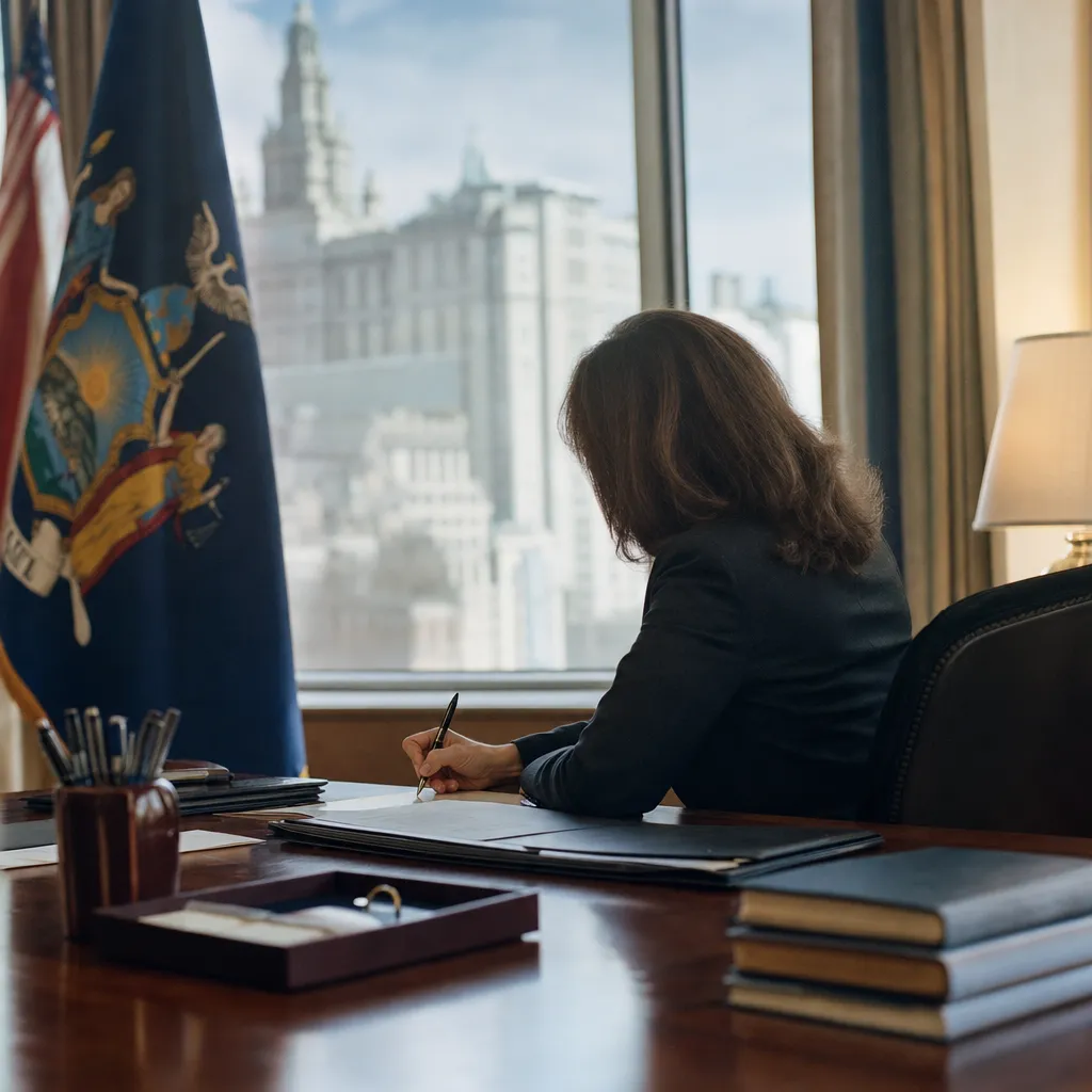 A office related to New York Gov. Hochul Signs Law Banning Unsafe AI Chatbot Beh
