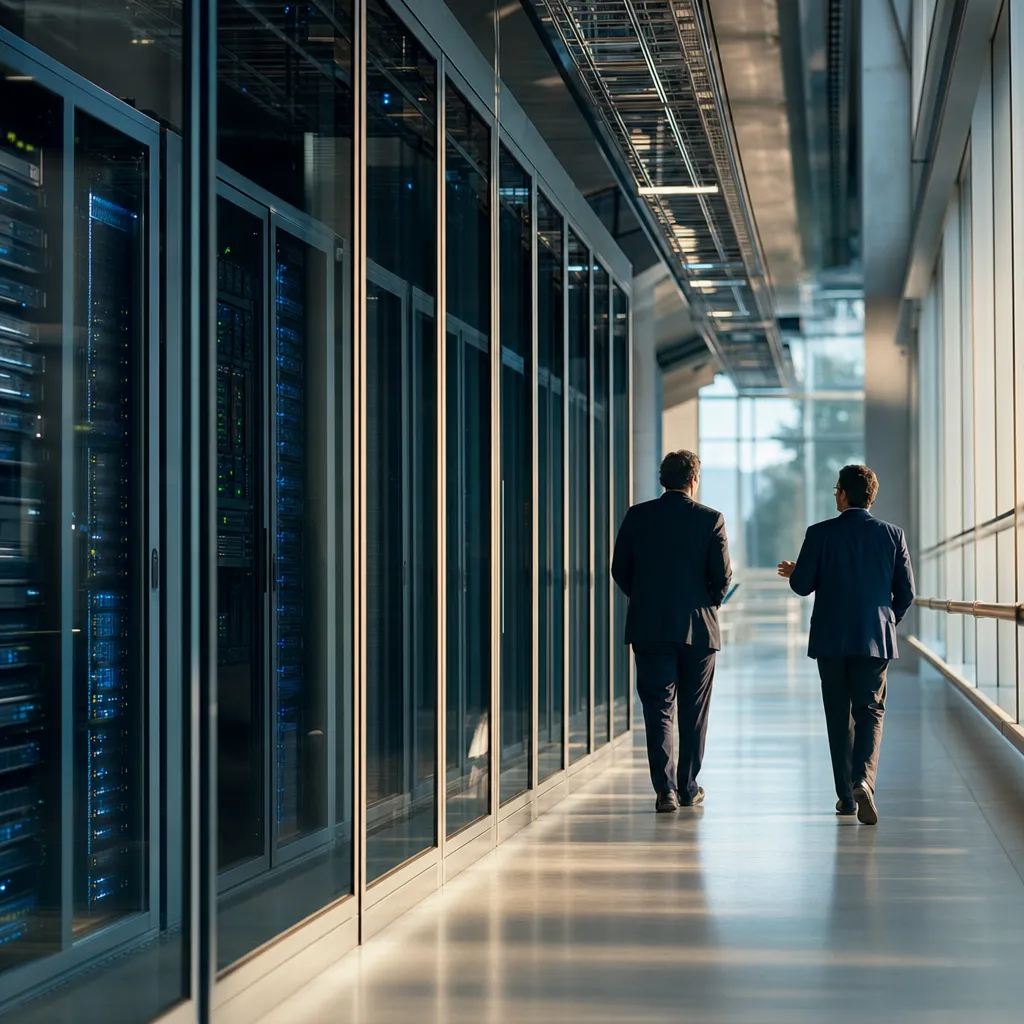 A government building interior featuring contract, data center, related to California Governor Newsom Signs AI Executive Order Requirin from an unusual angle or perspective