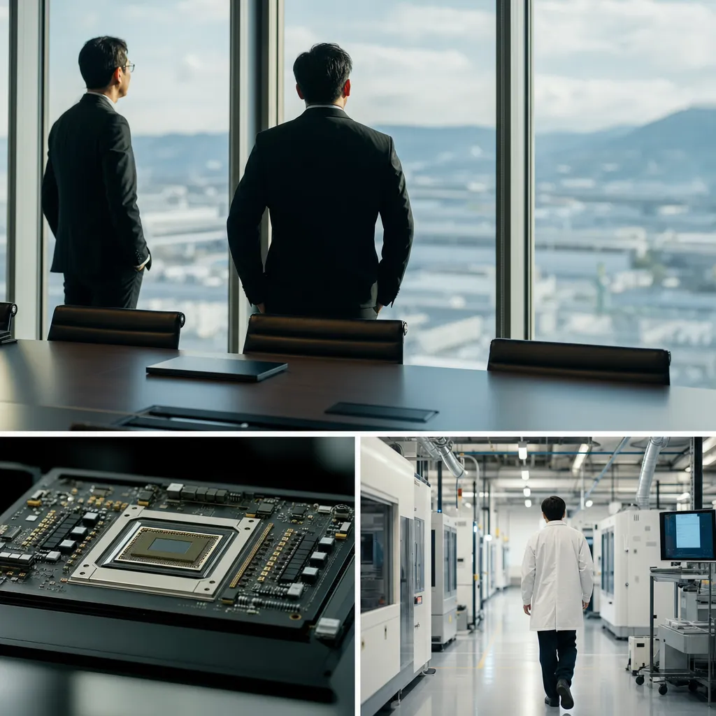 A modern corporate office featuring chips, chip, related to a major AI company Is Buying a major tech company's Custom A