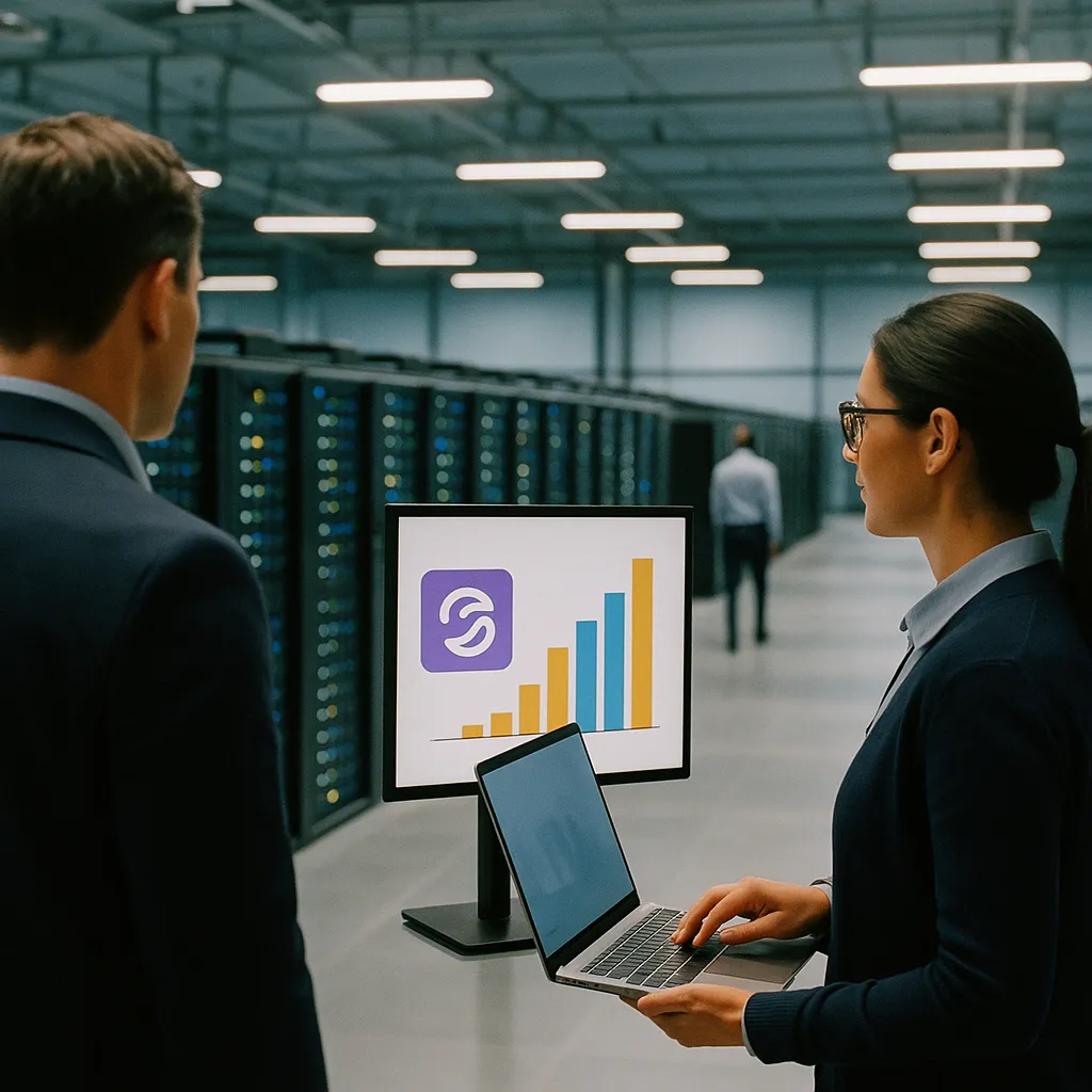 A data center featuring data center, related to Visual Ads in an AI assistant as Weekly Users Hit 1.2 Billio