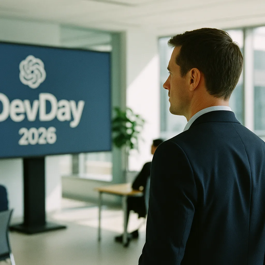 A modern corporate office where a person is building related to a major AI company DevDay 2026: a technology company-6.1 Sol