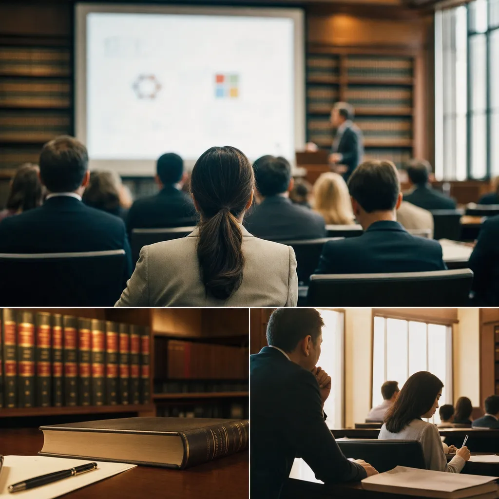 A law office where a person is training related to a major AI company and a major software company Copyright Ba
