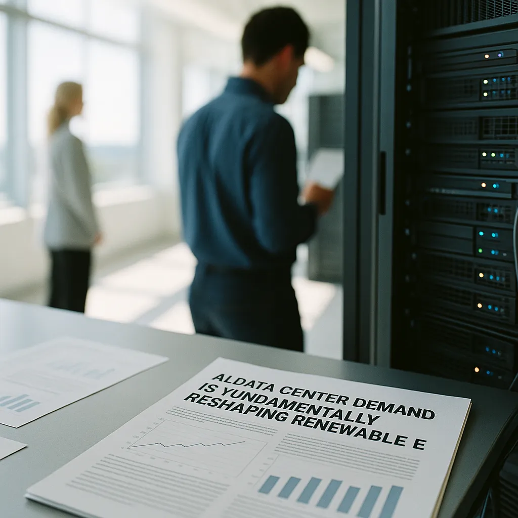 A data center featuring documents, server, related to AI Data Center Demand Is Fundamentally Reshaping Renewable E