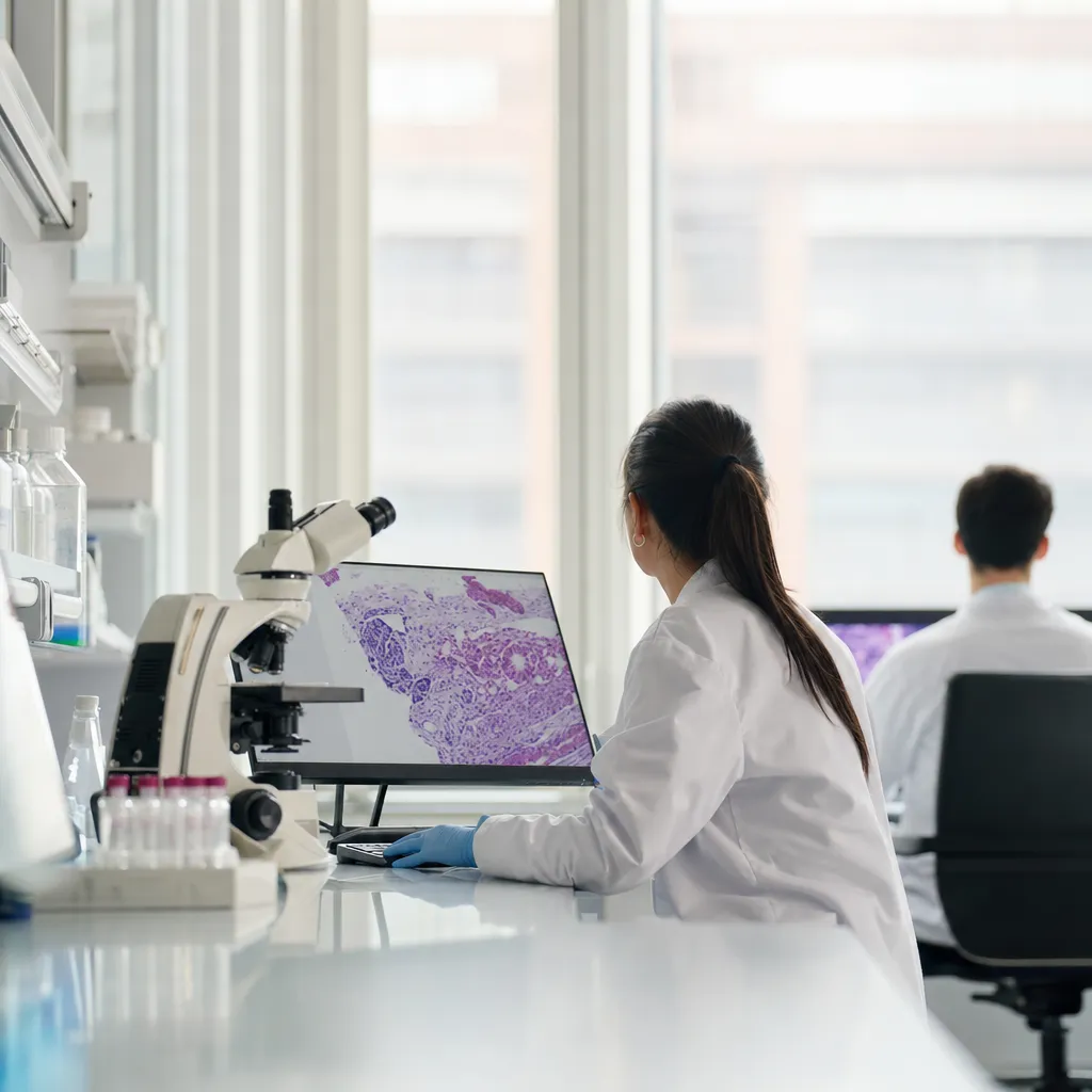 A medical facility where a person is reviewing related to AI Detects Pancreatic Cancer Up to 475 Days Before Clinical 