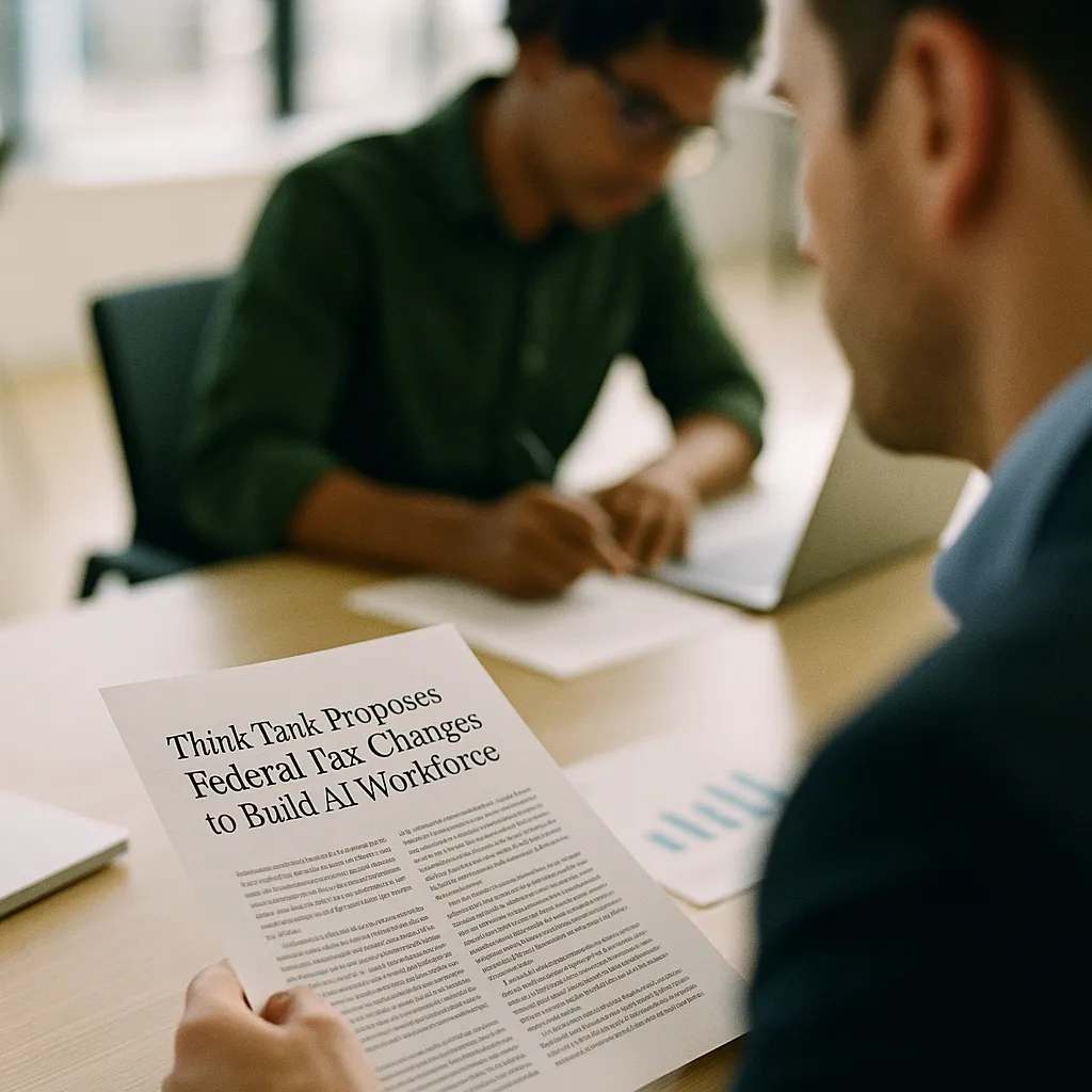 A modern workplace featuring document, fields, related to Think Tank Proposes Federal Tax Changes to Build AI Worker S