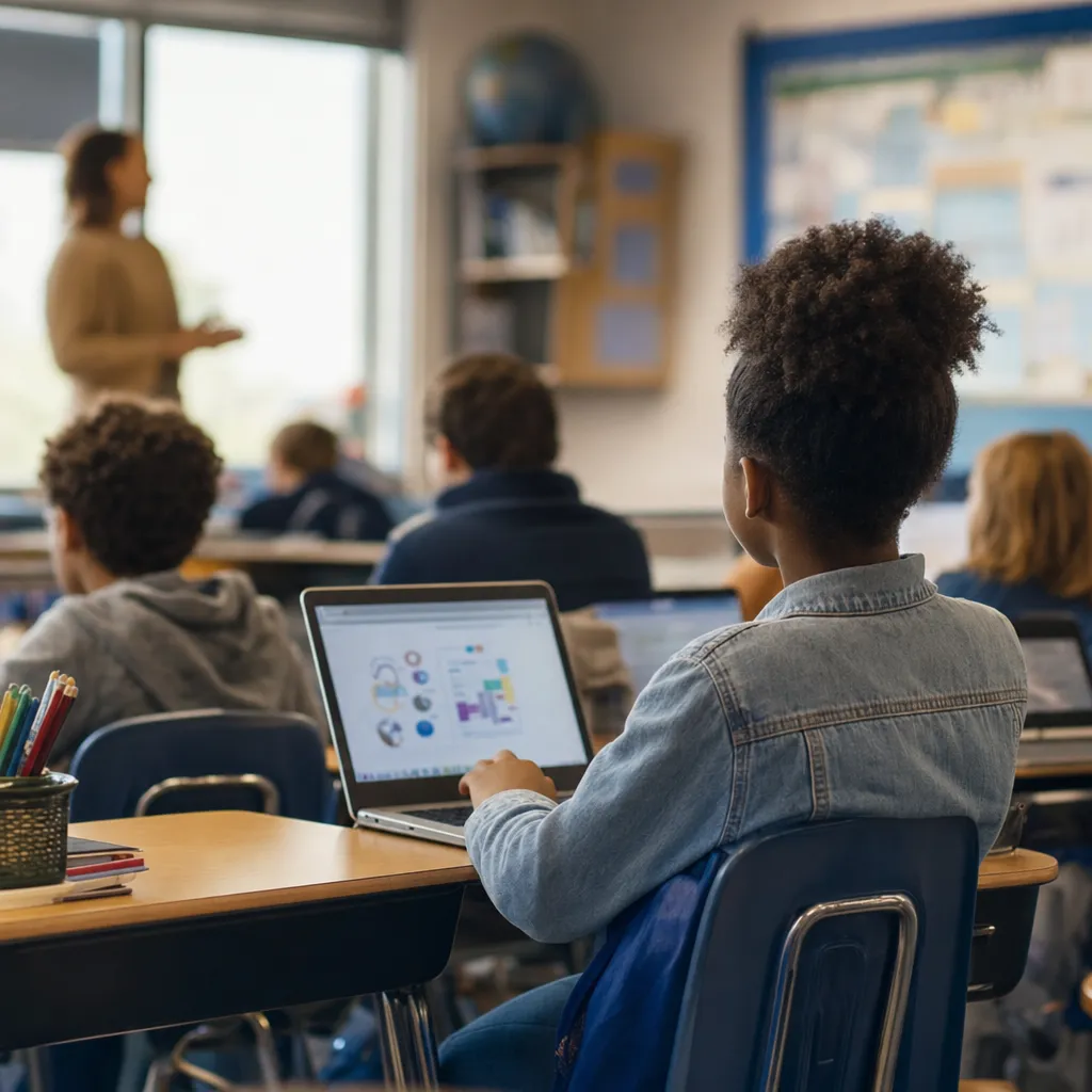 A classroom featuring classroom, related to Bipartisan Senators Press a major tech company on Classroom 