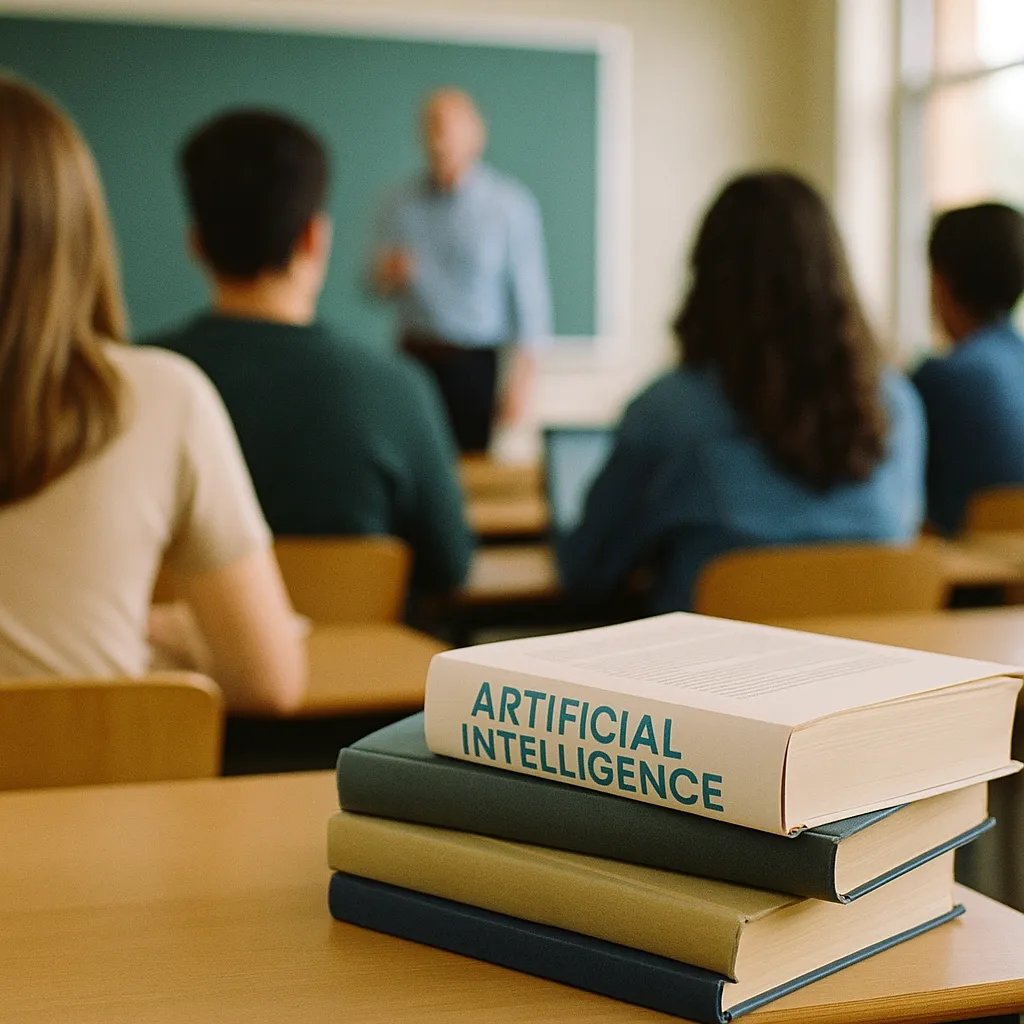 A university classroom featuring textbooks, classroom, related to AI Tools Make Learning Too Shallow, ACS Study Finds