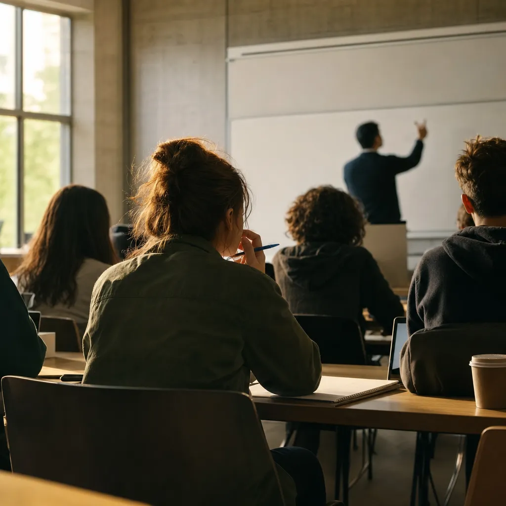A university classroom featuring interface, related to Finds AI Poses 'Severe' Threat to Student Critical Thinking