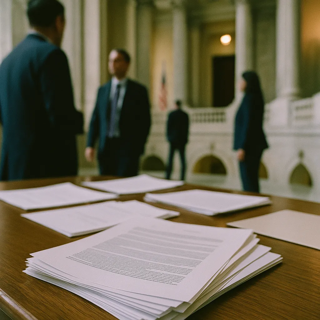 A government building interior featuring contracts, document, related to U.S. Lawmakers Push CISA and NIST Into Frontline AI Security from an unusual angle or perspective
