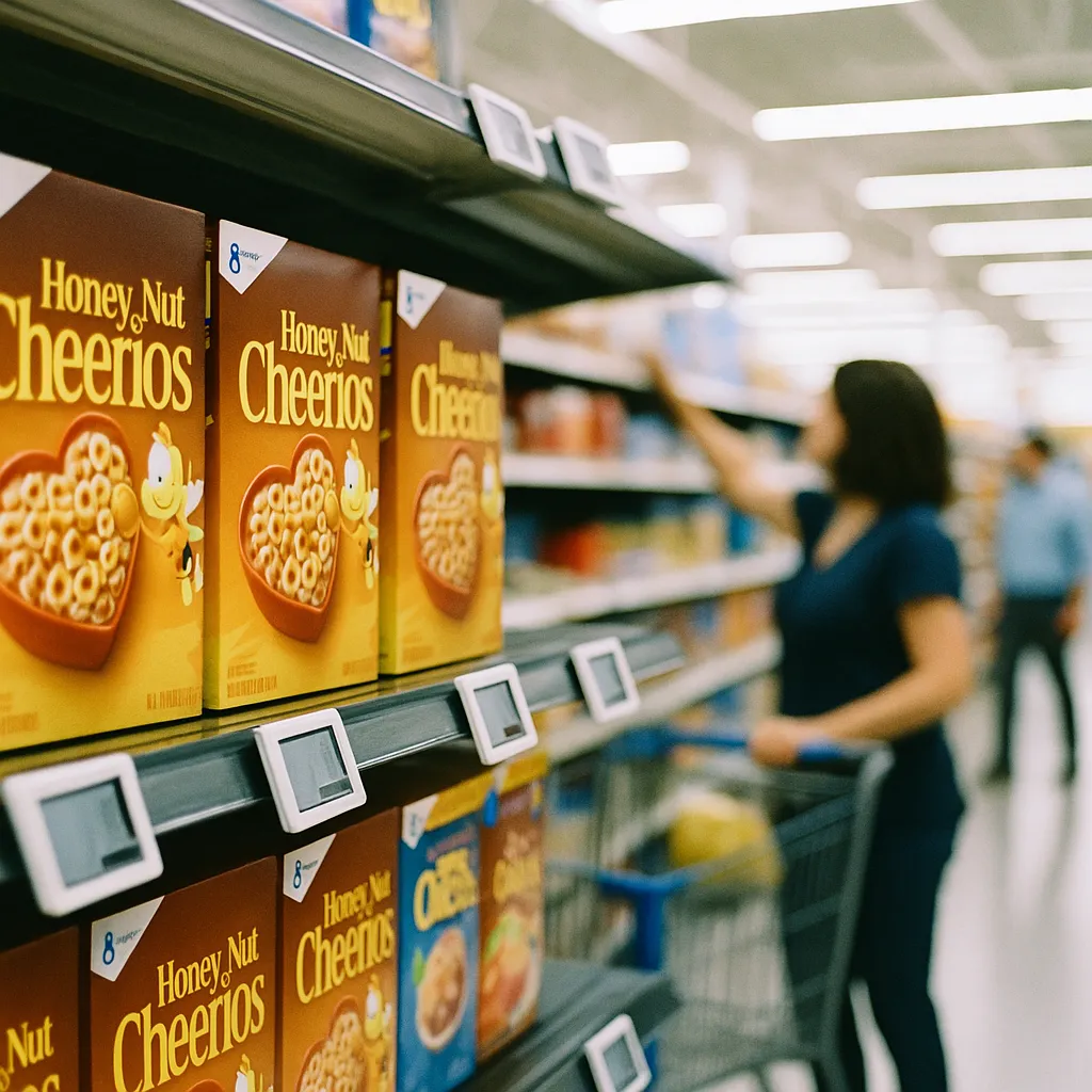 A retail store featuring shelf, displays, related to Walmart Deploys AI-Powered Electronic Shelf Labels Nationwid