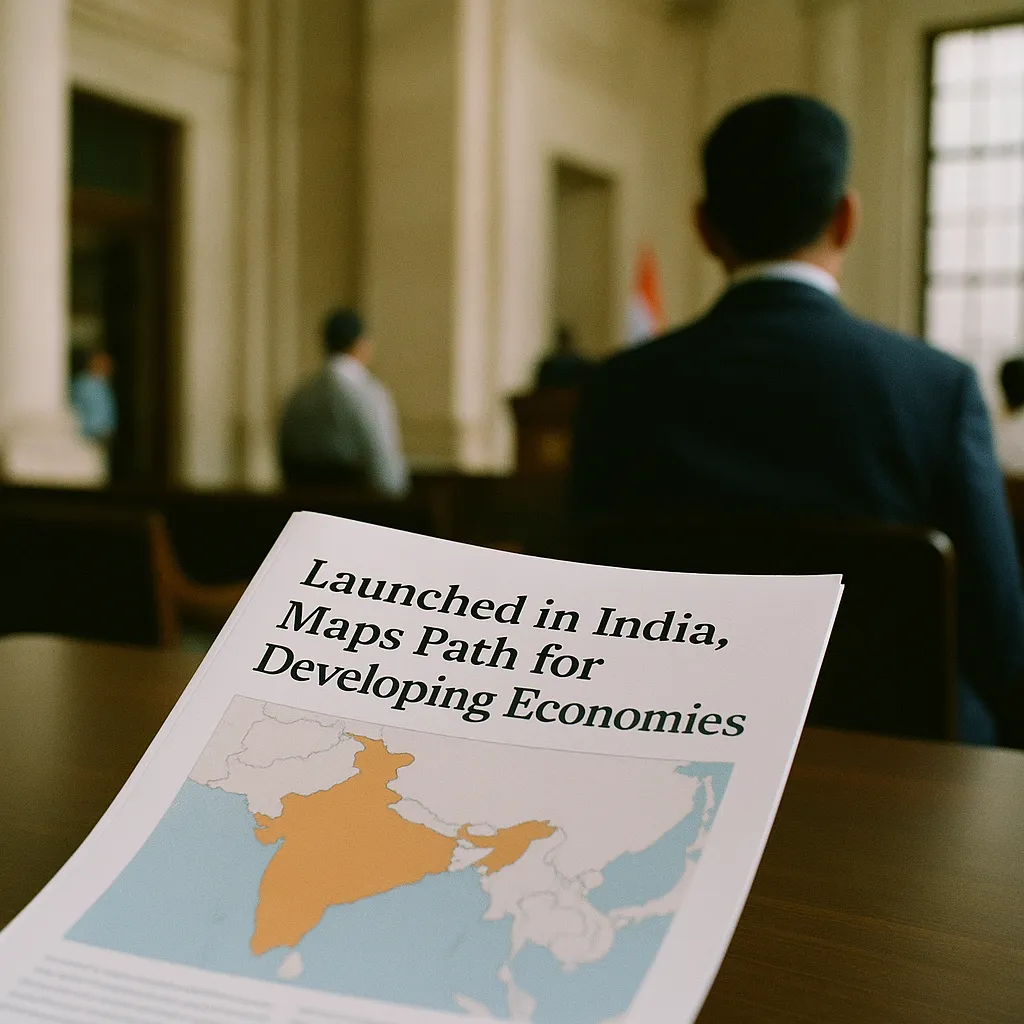 A government building interior featuring document, crop, related to Launched in India, Maps Path for Developing Economies from an unusual angle or perspective